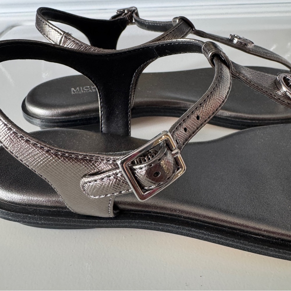 MICHAEL KORS Mallory Thon Gunmetal Sandal us6.5 - Picture 2 of 5